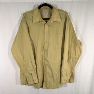 Linea Uomo Dress Shirt Mens 17.5 34/35 Yellow Button Up Long Sleeve